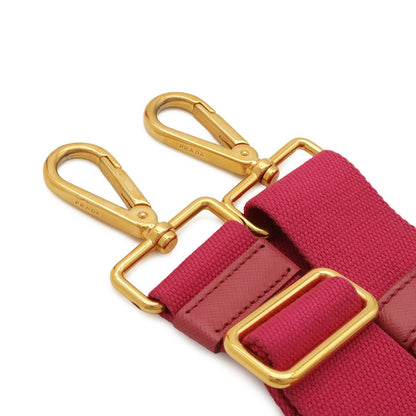 Prada Canapa Tote 2-Way Shoulder Bag Crossbody Canvas Fuchsia Pink Gold — view 5