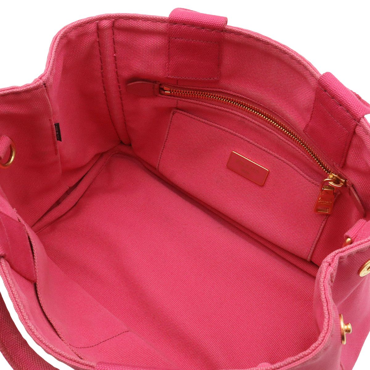 Prada Canapa Tote 2-Way Shoulder Bag Crossbody Canvas Fuchsia Pink Gold — view 6