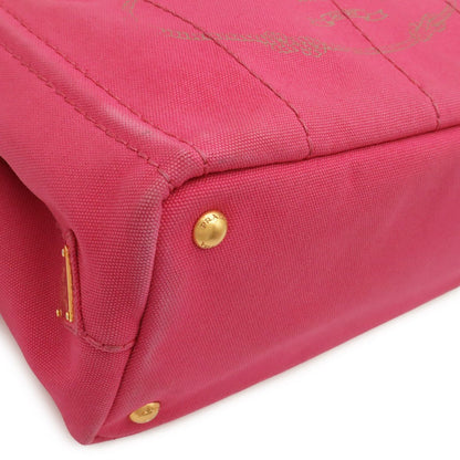 Prada Canapa Tote 2-Way Shoulder Bag Crossbody Canvas Fuchsia Pink Gold — view 3