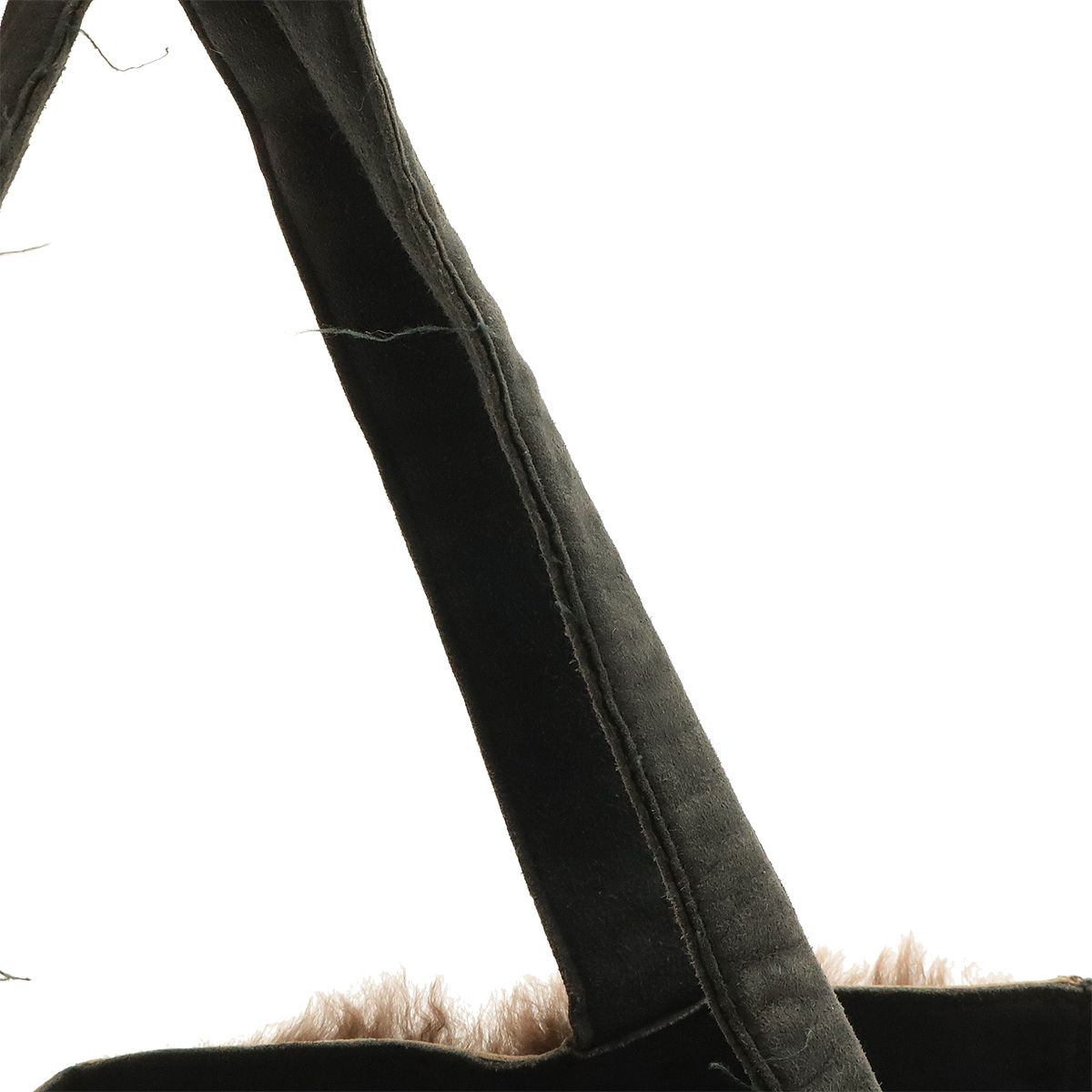 Chanel CC Logo Tote Fur Handbag Rabbit Fur Suede Brown Black — view 4