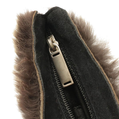 Chanel CC Logo Tote Fur Handbag Rabbit Fur Suede Brown Black — view 7
