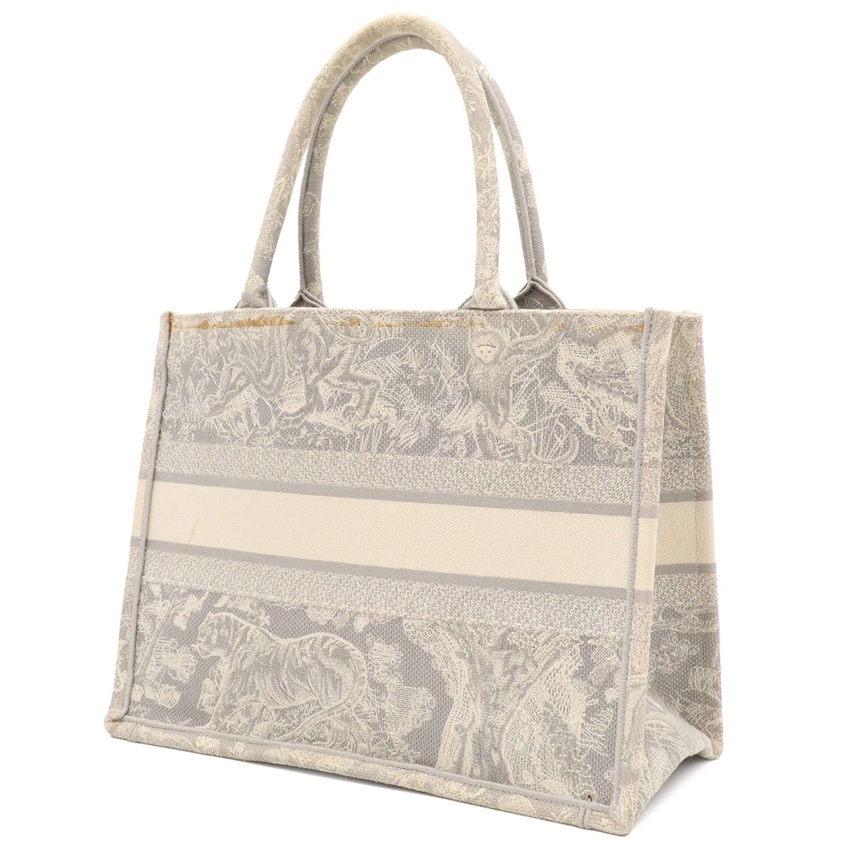 Dior Book Tote Bag Medium Reverse Embroidery Canvas Gray — view 2
