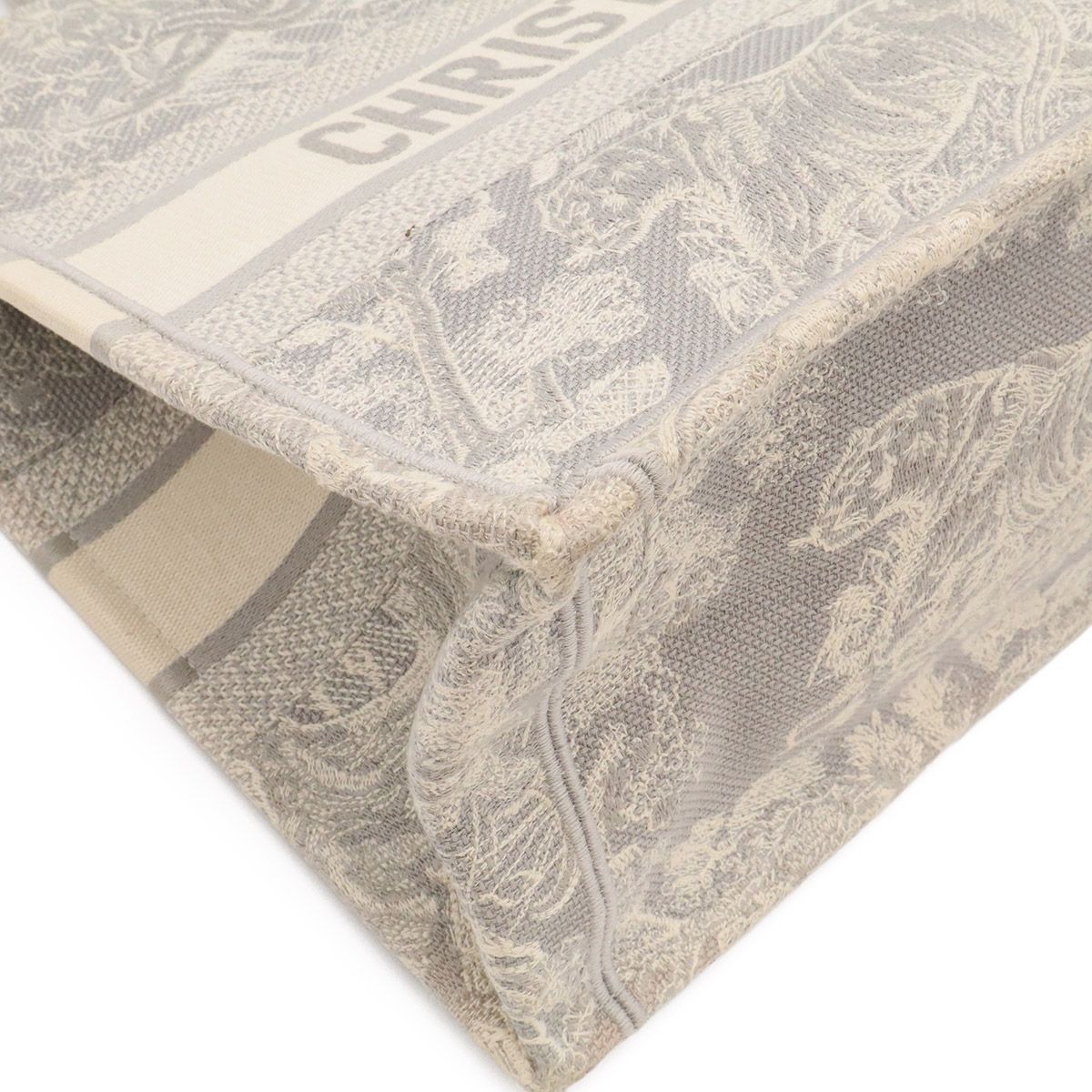 Dior Book Tote Bag Medium Reverse Embroidery Canvas Gray — view 3
