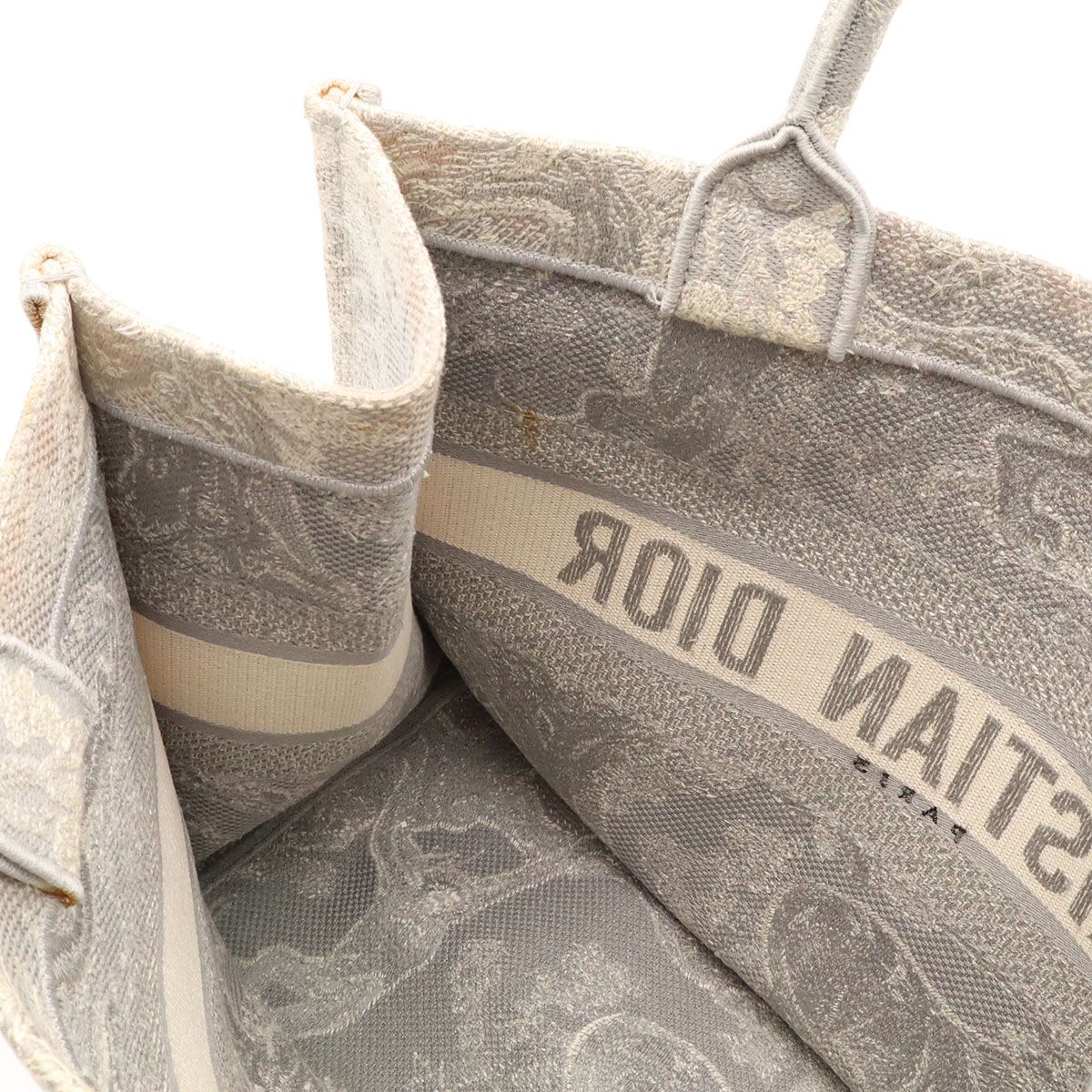 Dior Book Tote Bag Medium Reverse Embroidery Canvas Gray — view 6