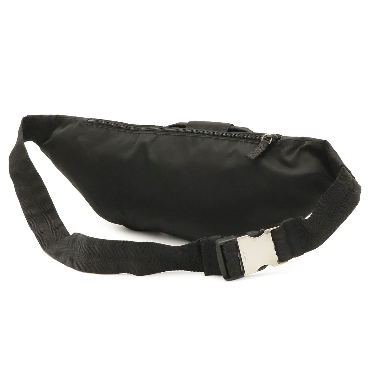 Prada Triangle Logo Waist Bag Pouch Hip Nylon Nero Black Silver — view 2