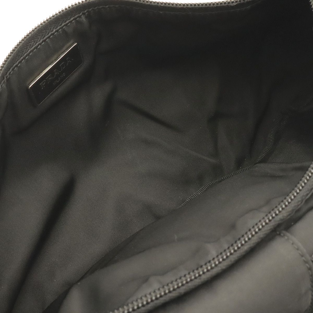 Prada Triangle Logo Waist Bag Pouch Hip Nylon Nero Black Silver — view 6