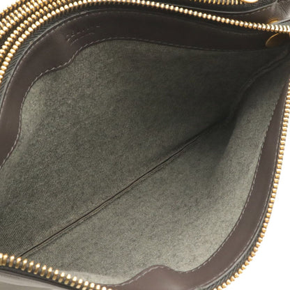 Celine Trio Large Shoulder Bag Pochette Crossbody Pouch Leather Charcoal Gray — view 7