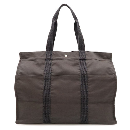 Hermes Herline Tote TGM Large Boston Bag Purse Canvas Gray Black