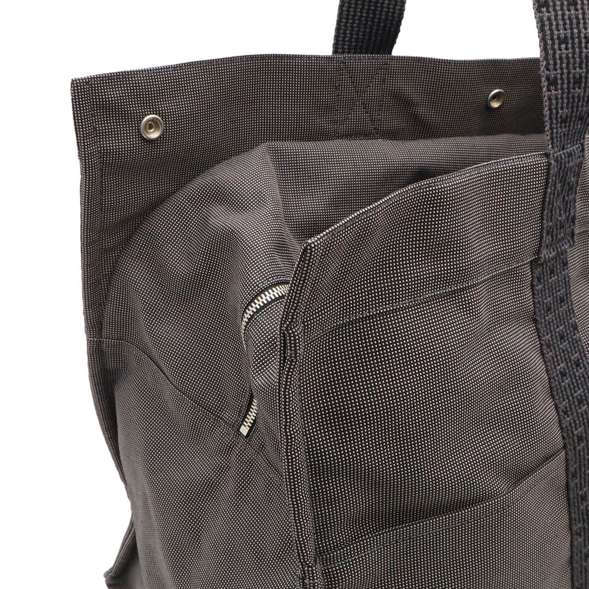 Hermes Herline Tote TGM Large Boston Bag Purse Canvas Gray Black — view 4