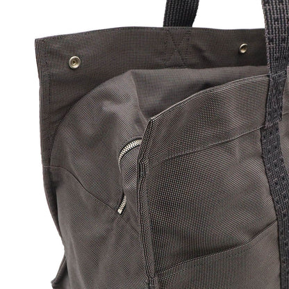 Hermes Herline Tote TGM Large Boston Bag Purse Canvas Gray Black — view 4
