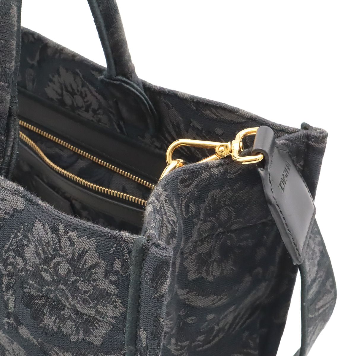 Versace Gianni Barocco Athena Medium Tote Handbag Canvas Black Gray — view 6