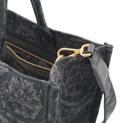 Versace Gianni Barocco Athena Medium Tote Handbag Canvas Black Gray — view 6