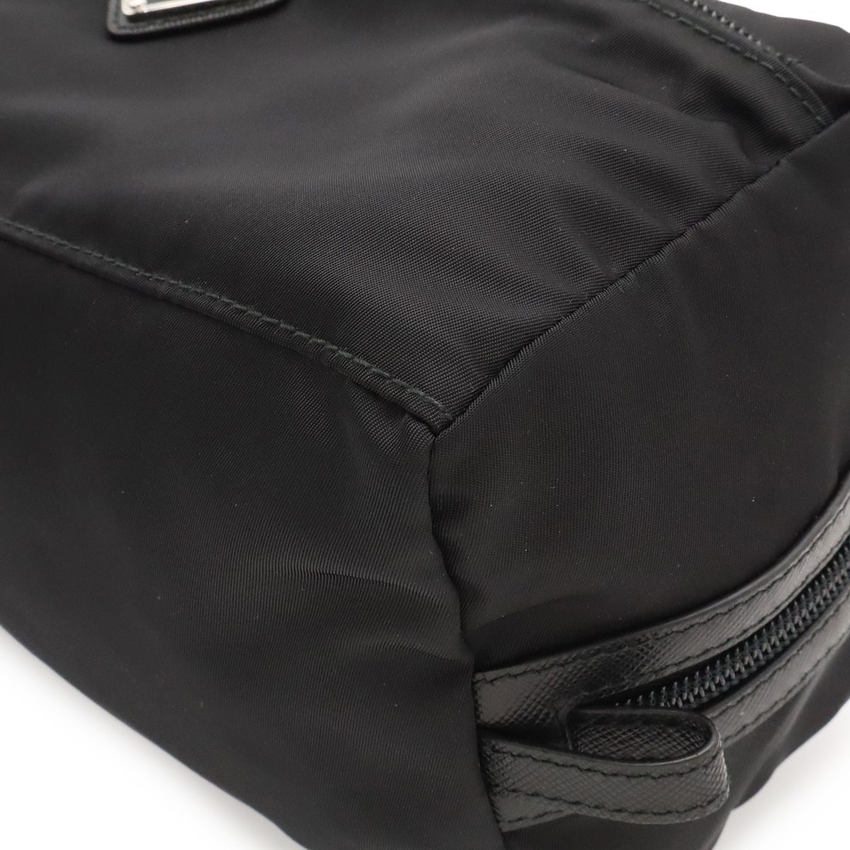 Prada Triangle Logo Clutch Pouch Nylon Nero Black Silver Domestic Purchase — view 3