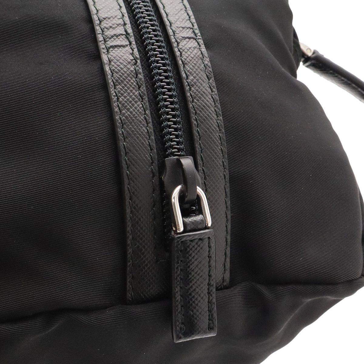 Prada Triangle Logo Clutch Pouch Nylon Nero Black Silver Domestic Purchase — view 4