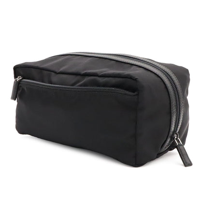 Prada Triangle Logo Clutch Pouch Nylon Nero Black Silver Domestic Purchase — view 2