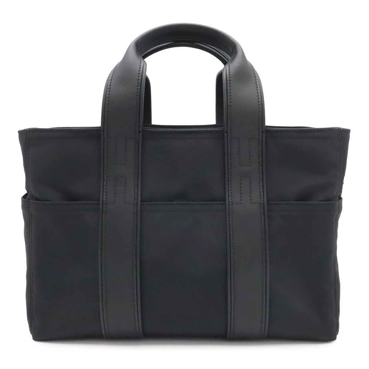 Hermes Acapulco PM Tote Bag Nylon Leather Black