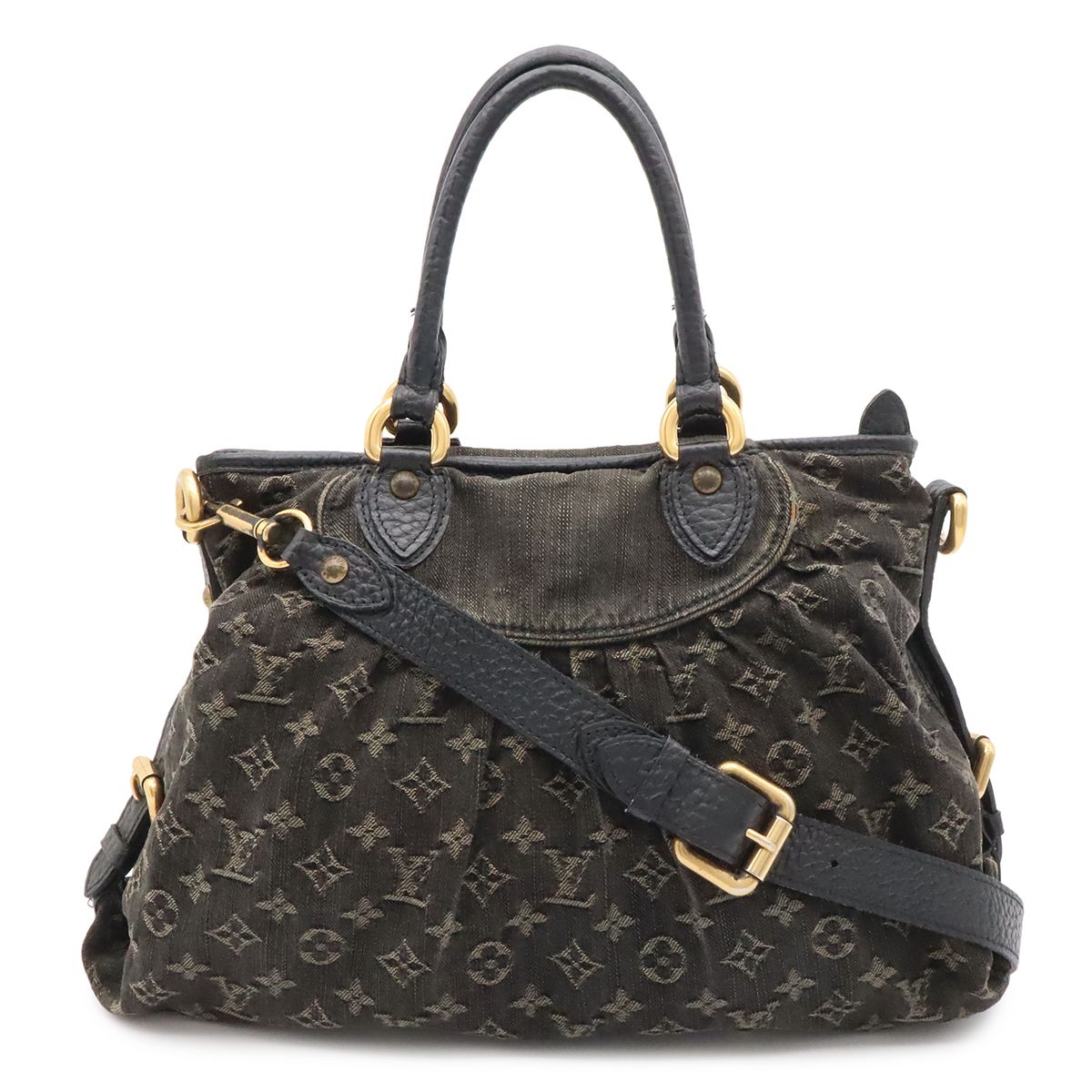 Louis Vuitton Monogram Denim Neo Cabby MM Tote 2-Way Shoulder Bag Noir