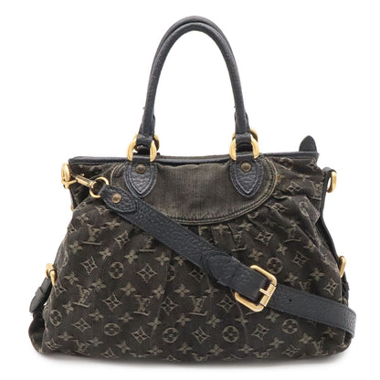 Louis Vuitton Monogram Denim Neo Cabby MM Tote 2-Way Shoulder Bag Noir