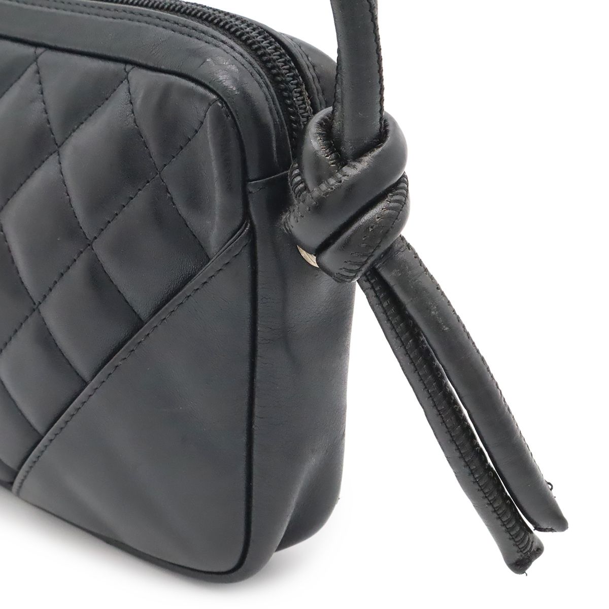 Chanel Cambon Line CC Logo Pouch Shoulder Bag Leather Black Silver — view 4