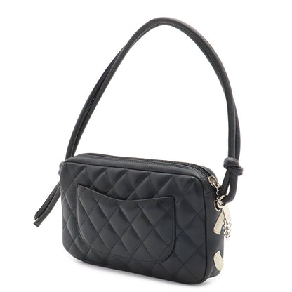 Chanel Cambon Line CC Logo Pouch Shoulder Bag Leather Black Silver — view 2