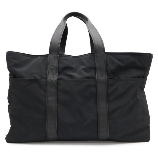 Hermes Acapulco GM Boston Bag Tote Large Toile Chevron Leather Black