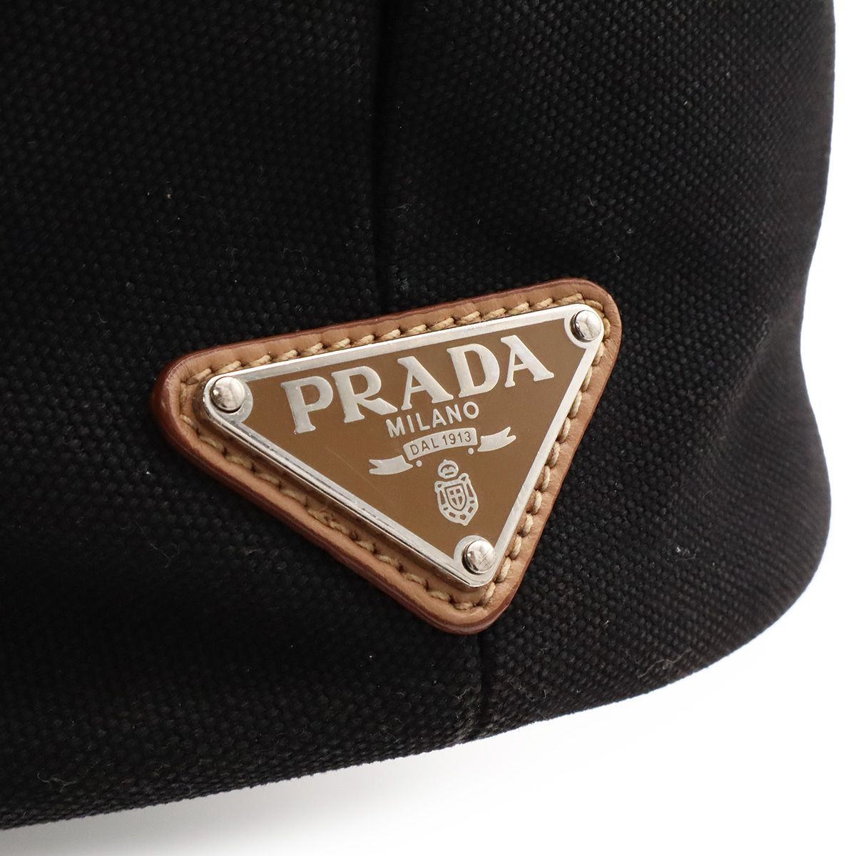 Prada Canapa Tote 2-Way Shoulder Bag Crossbody Canvas Leather Nero Black — view 6
