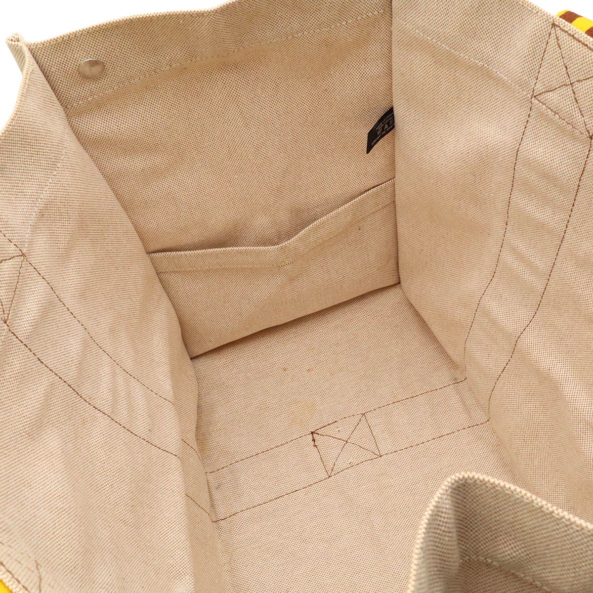 Hermes Bora GM Tote Large Handbag Stripe Canvas Natural Yellow Brown — view 7