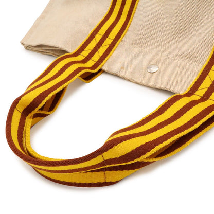 Hermes Bora GM Tote Large Handbag Stripe Canvas Natural Yellow Brown — view 4