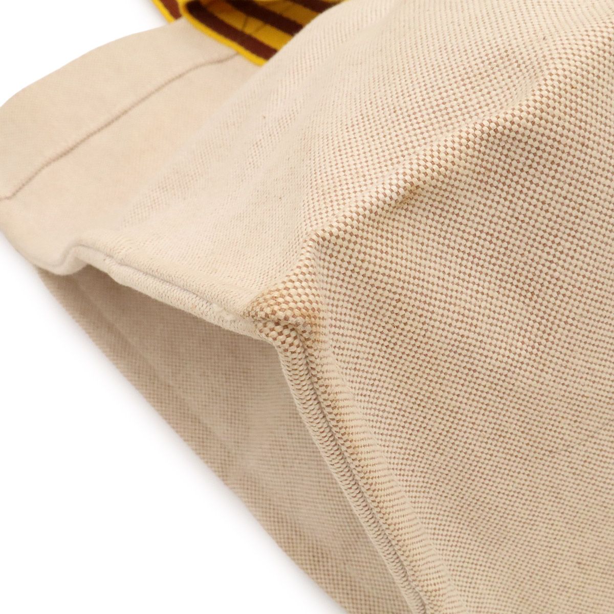 Hermes Bora GM Tote Large Handbag Stripe Canvas Natural Yellow Brown — view 3