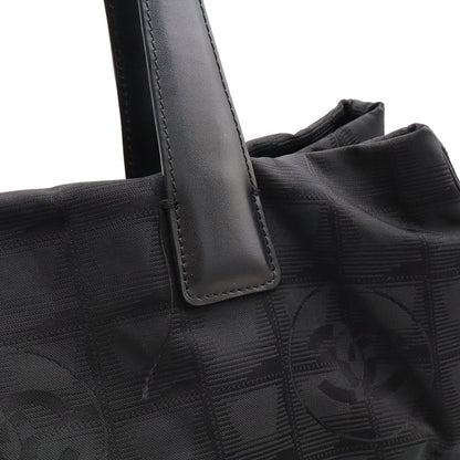 Chanel New Travel Line Tote MM Shoulder Bag Nylon Jacquard Black — view 5