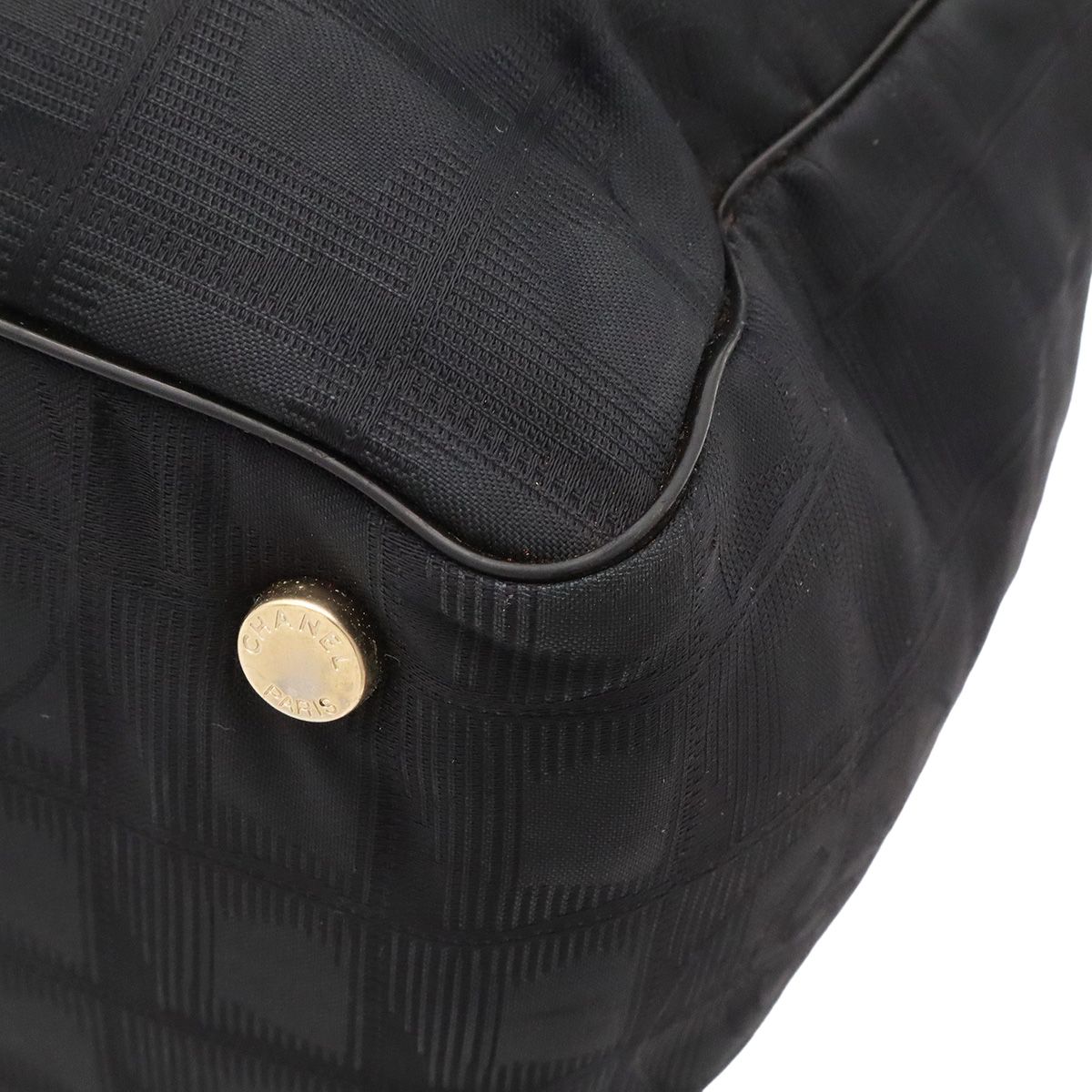 Chanel New Travel Line Tote MM Shoulder Bag Nylon Jacquard Black — view 3