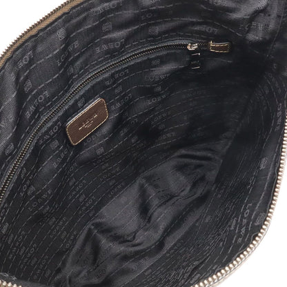 Loewe Heritage Logo Shoulder Bag Crossbody Metallic Leather Khaki Blanc Silver — view 5