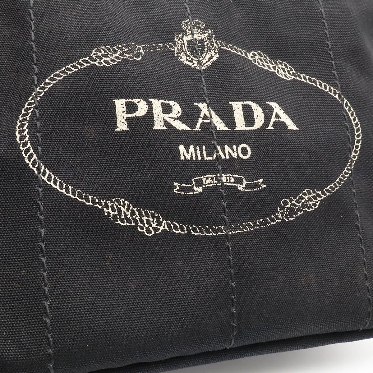 Prada Canapa Tote 2-Way Shoulder Bag Canvas Nero Black Gold Domestic Boutique — view 8