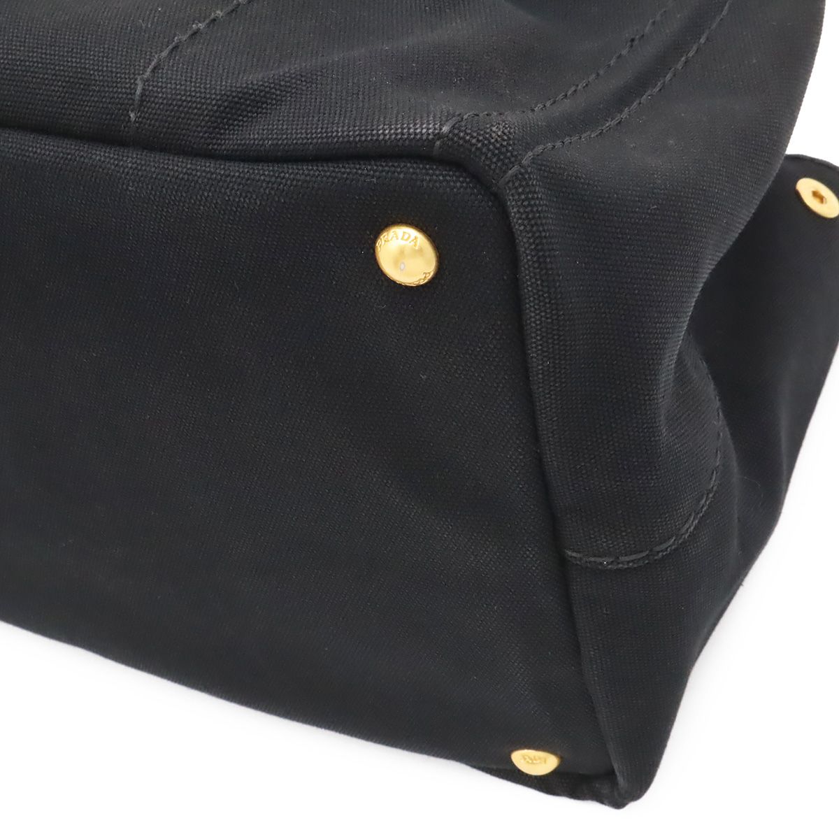 Prada Canapa Tote 2-Way Shoulder Bag Canvas Nero Black Gold Domestic Boutique — view 3