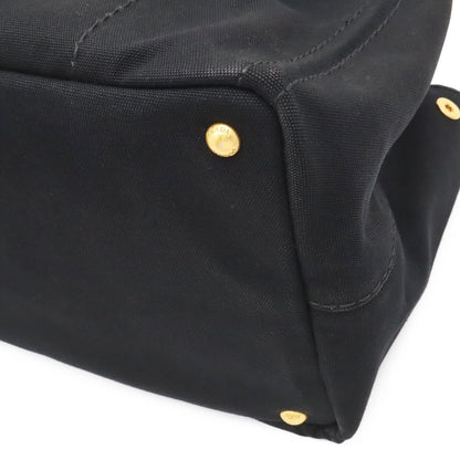 Prada Canapa Tote 2-Way Shoulder Bag Canvas Nero Black Gold Domestic Boutique — view 3