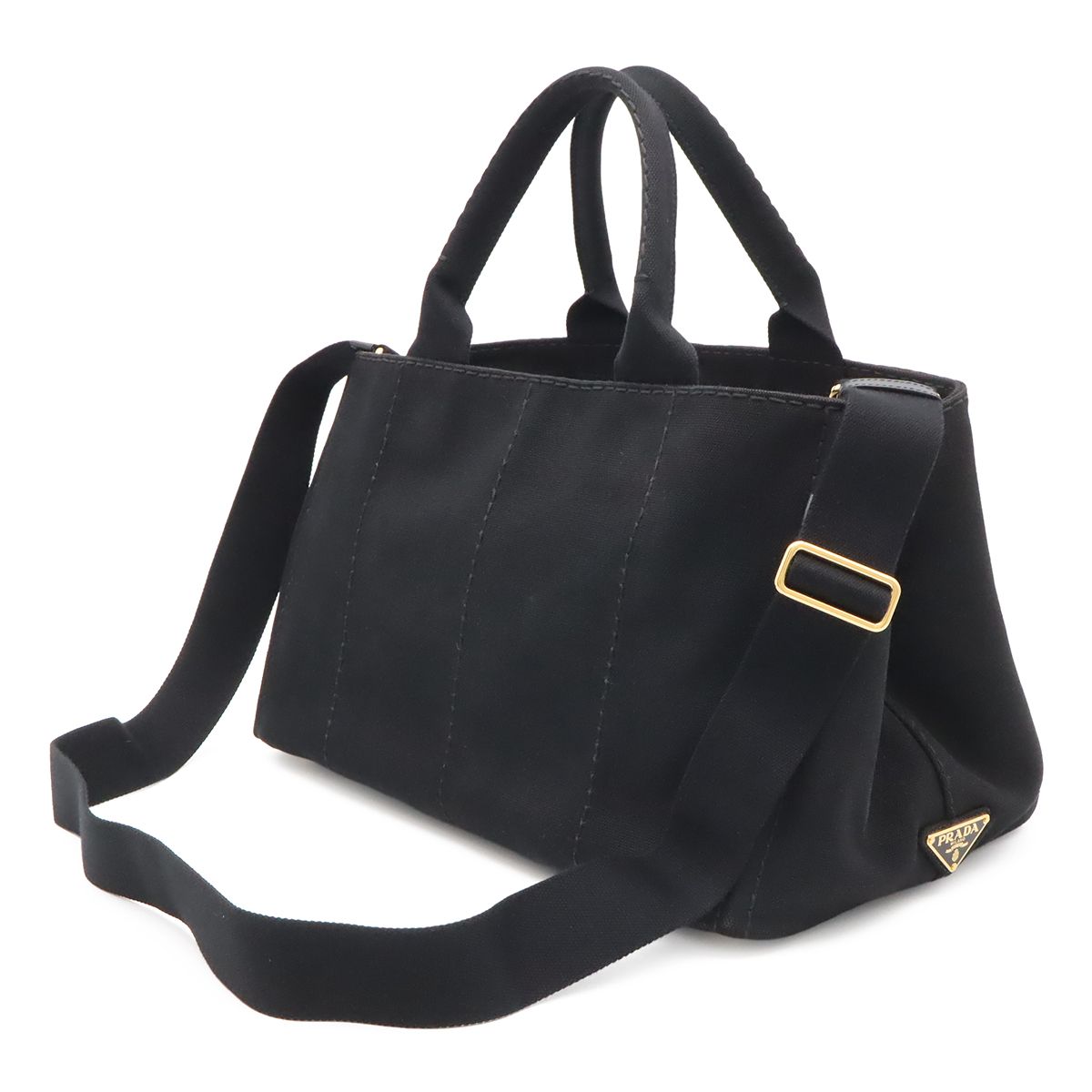 Prada Canapa Tote 2-Way Shoulder Bag Canvas Nero Black Gold Domestic Boutique — view 2