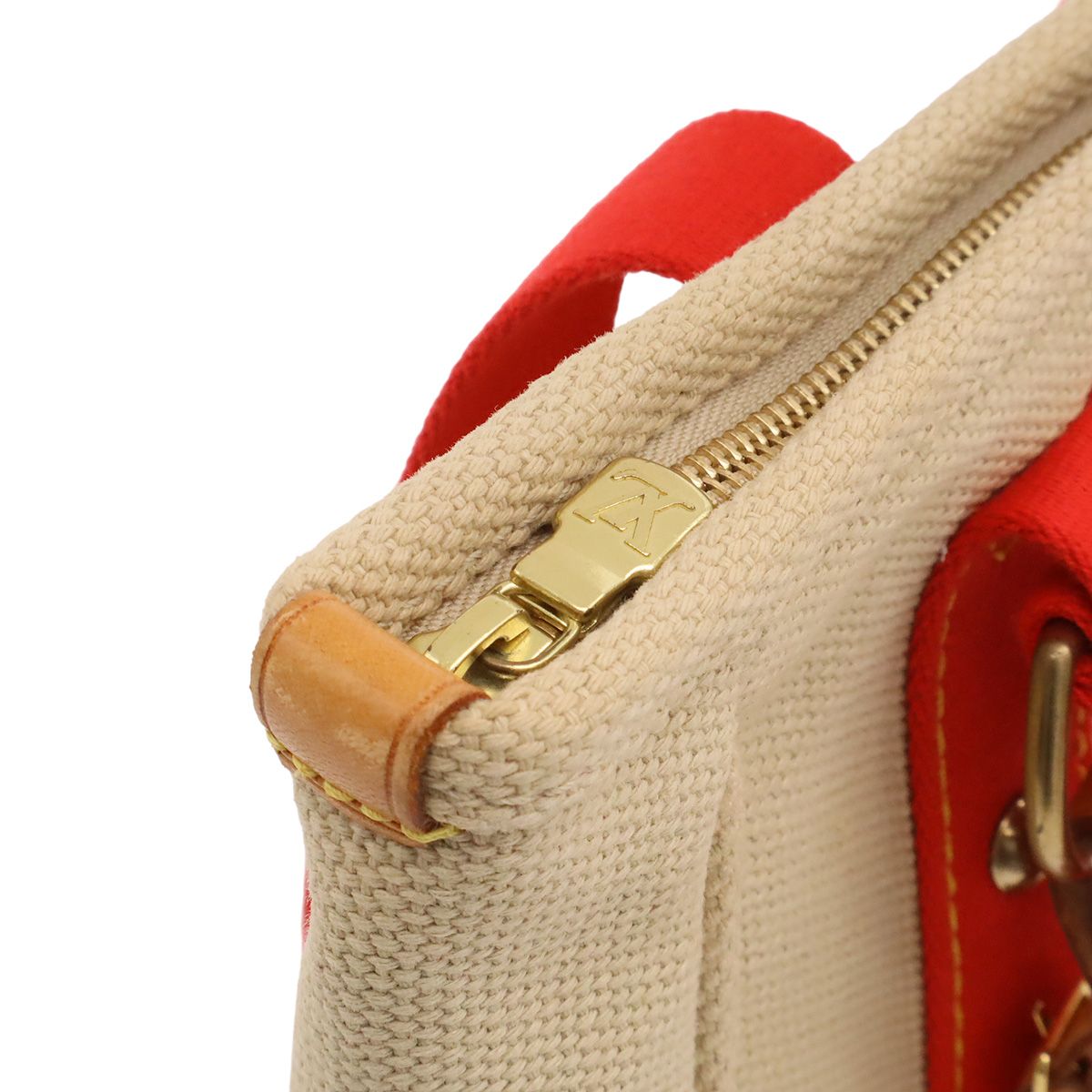 Louis Vuitton Antigua Cabas MM Tote Shoulder Bag Beige Red — view 5
