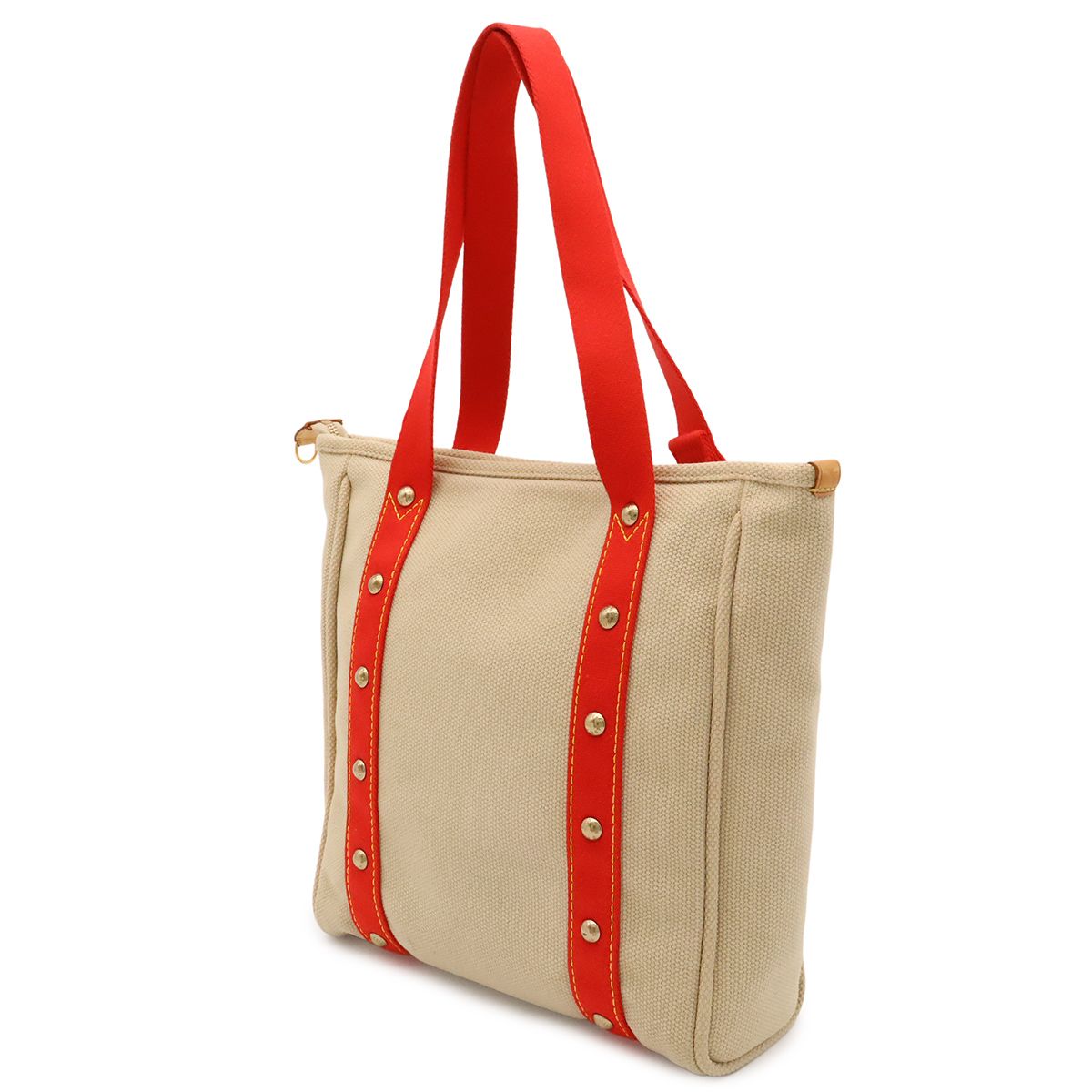 Louis Vuitton Antigua Cabas MM Tote Shoulder Bag Beige Red — view 2