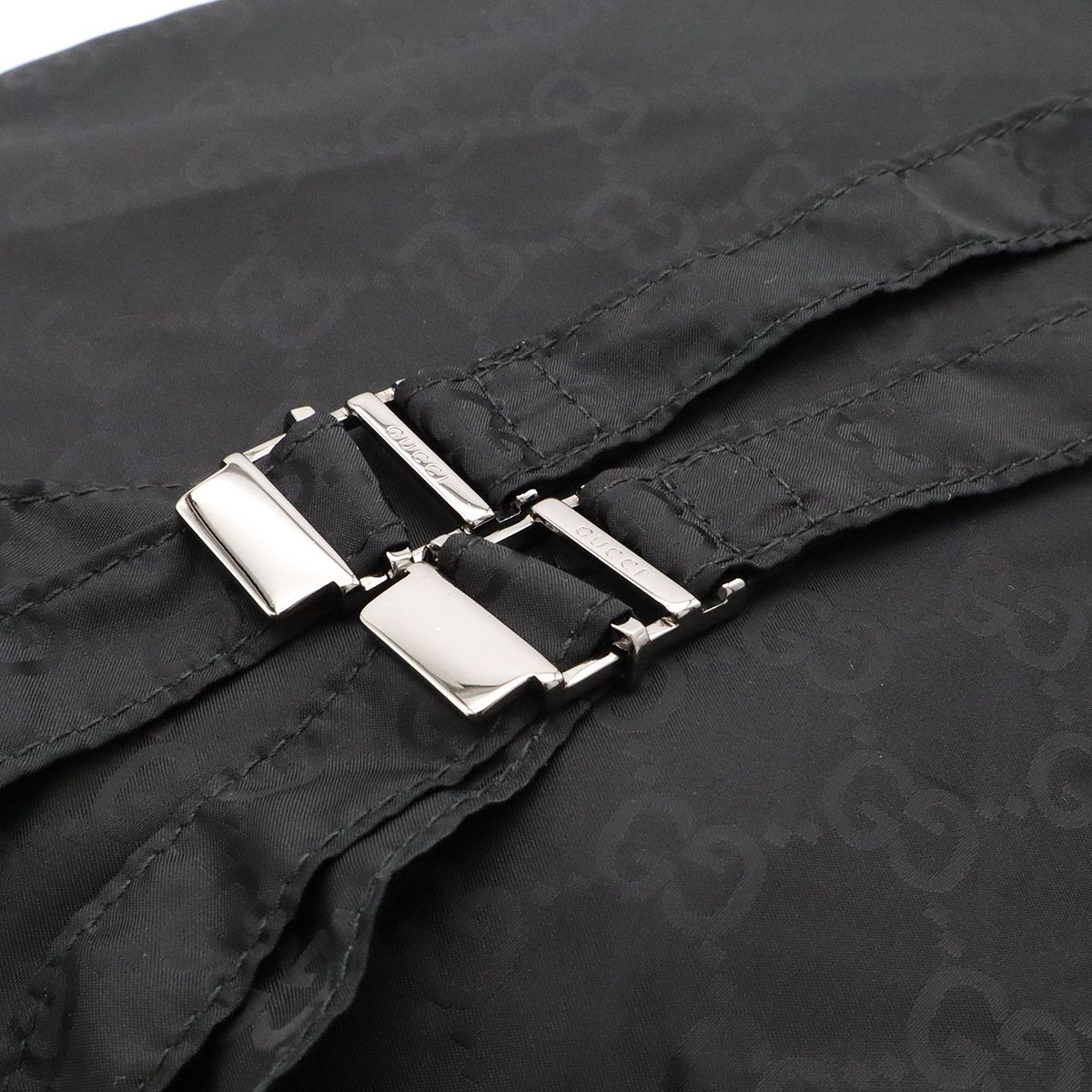 Gucci GG Nylon Backpack Leather Black Silver — view 5