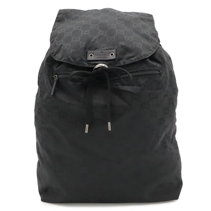Gucci GG Nylon Backpack Leather Black Silver