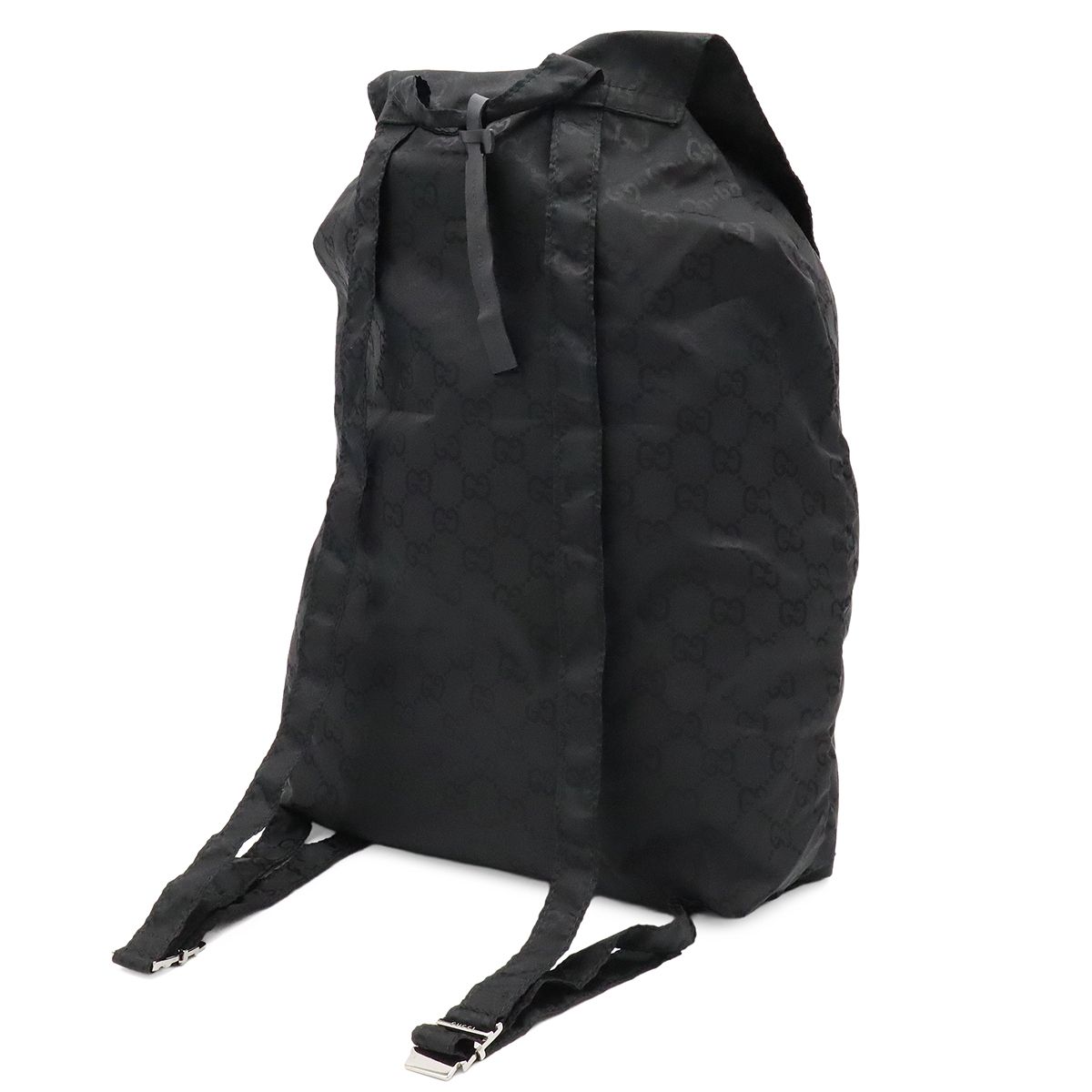 Gucci GG Nylon Backpack Leather Black Silver — view 2