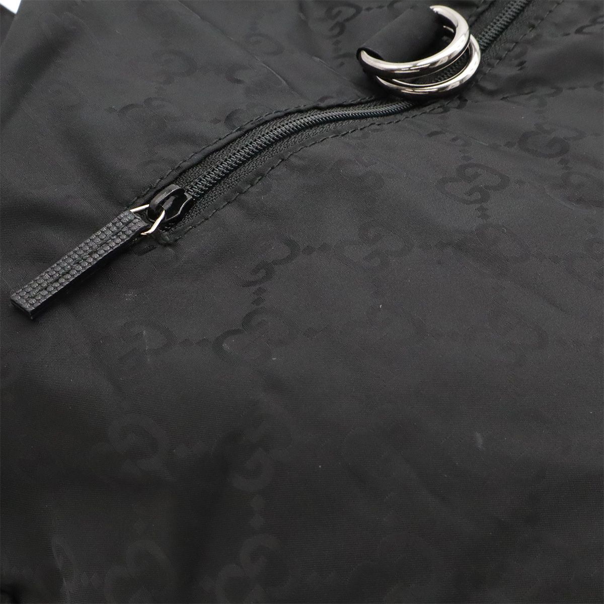 Gucci GG Nylon Backpack Leather Black Silver — view 6