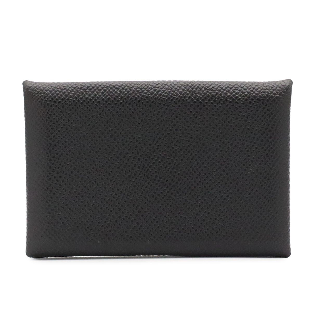 Hermes Calvi Card Case Business Leather Black Silver