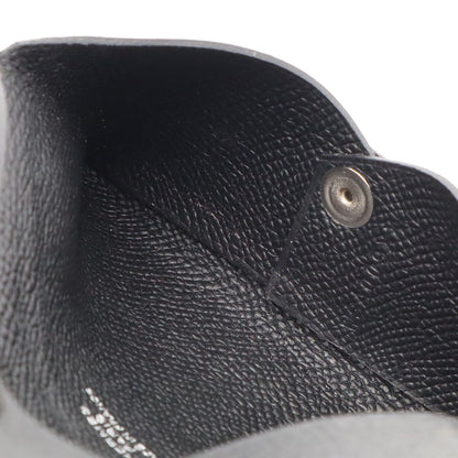 Hermes Calvi Card Case Business Leather Black Silver — view 5