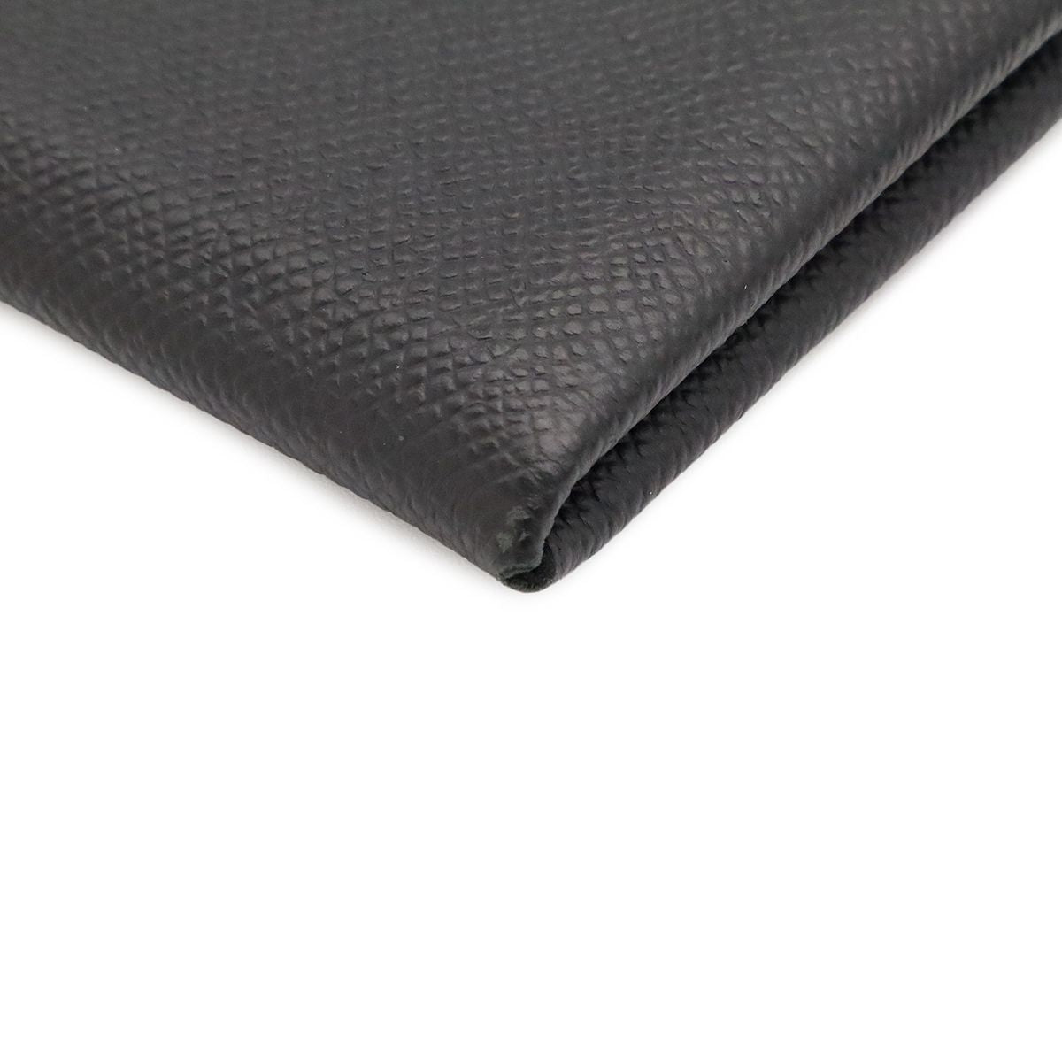 Hermes Calvi Card Case Business Leather Black Silver — view 3