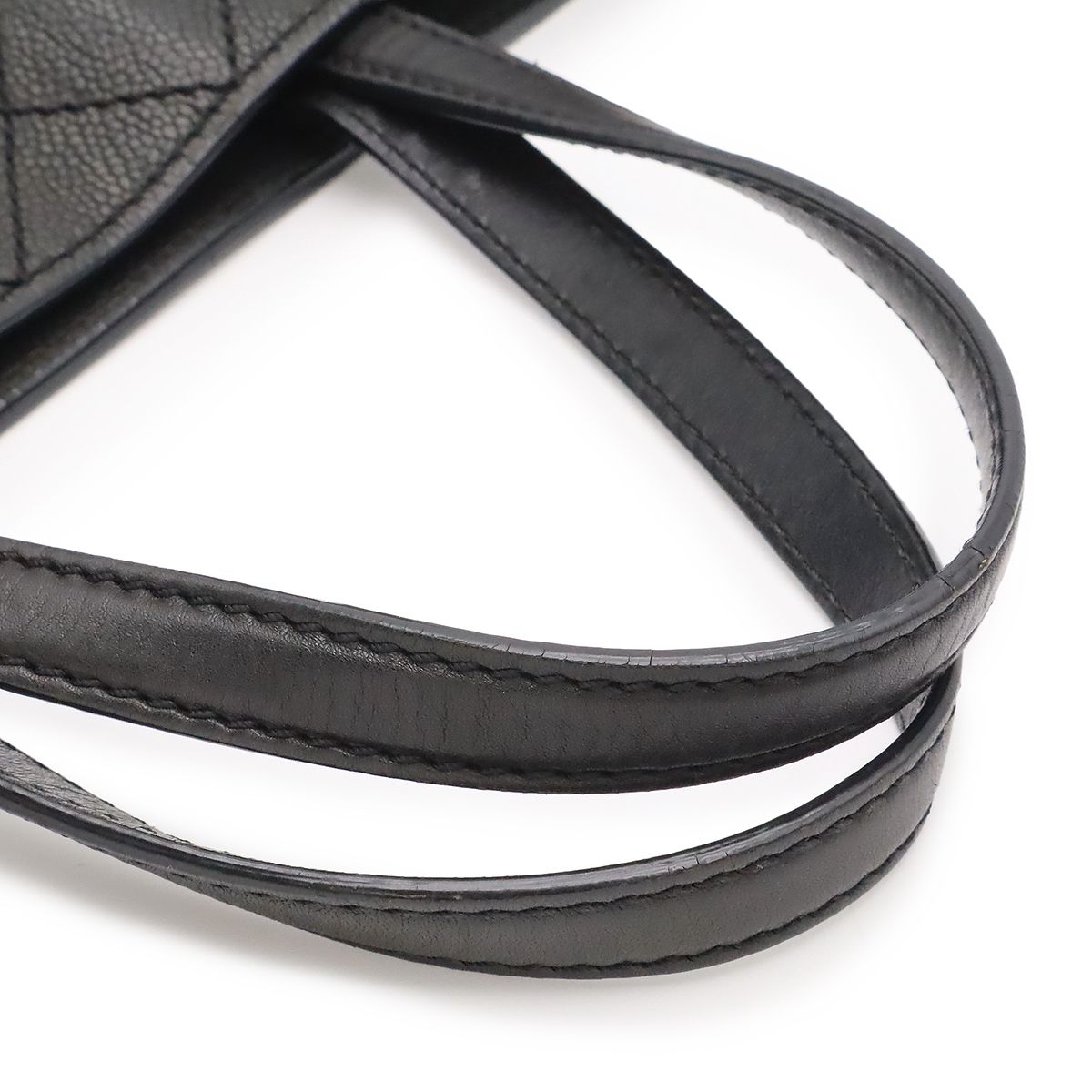 Chanel Quilted CC Logo Tote 2-Way Chain Shoulder Bag Caviar Leather Black — view 5