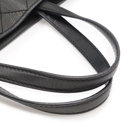 Chanel Quilted CC Logo Tote 2-Way Chain Shoulder Bag Caviar Leather Black — view 5