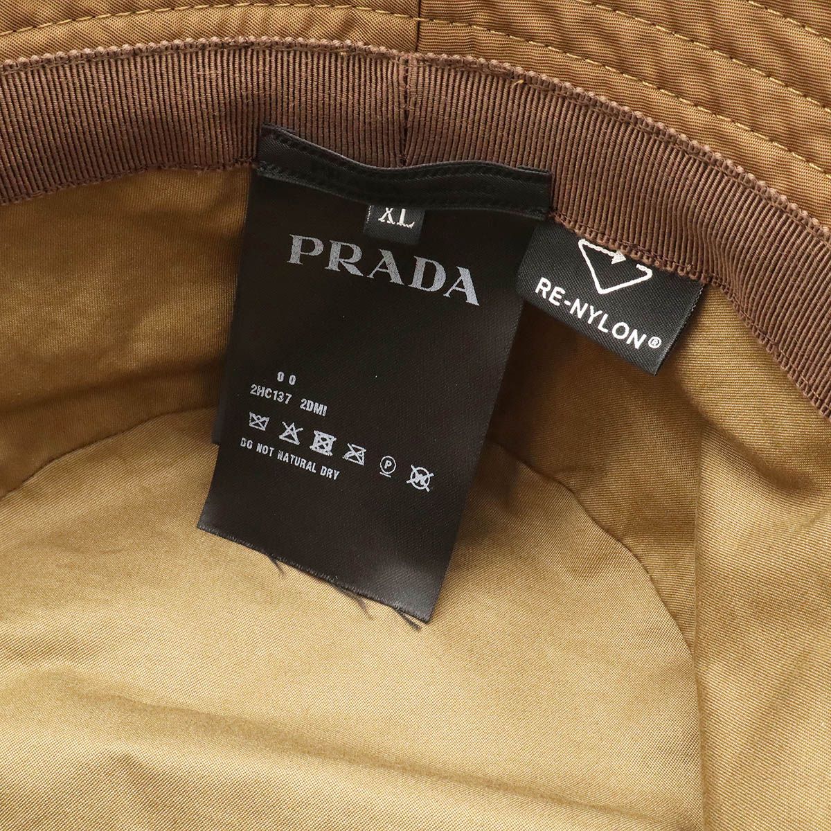 Prada Triangle Logo Bucket Hat Nylon Khaki Beige #xl 58 — view 4