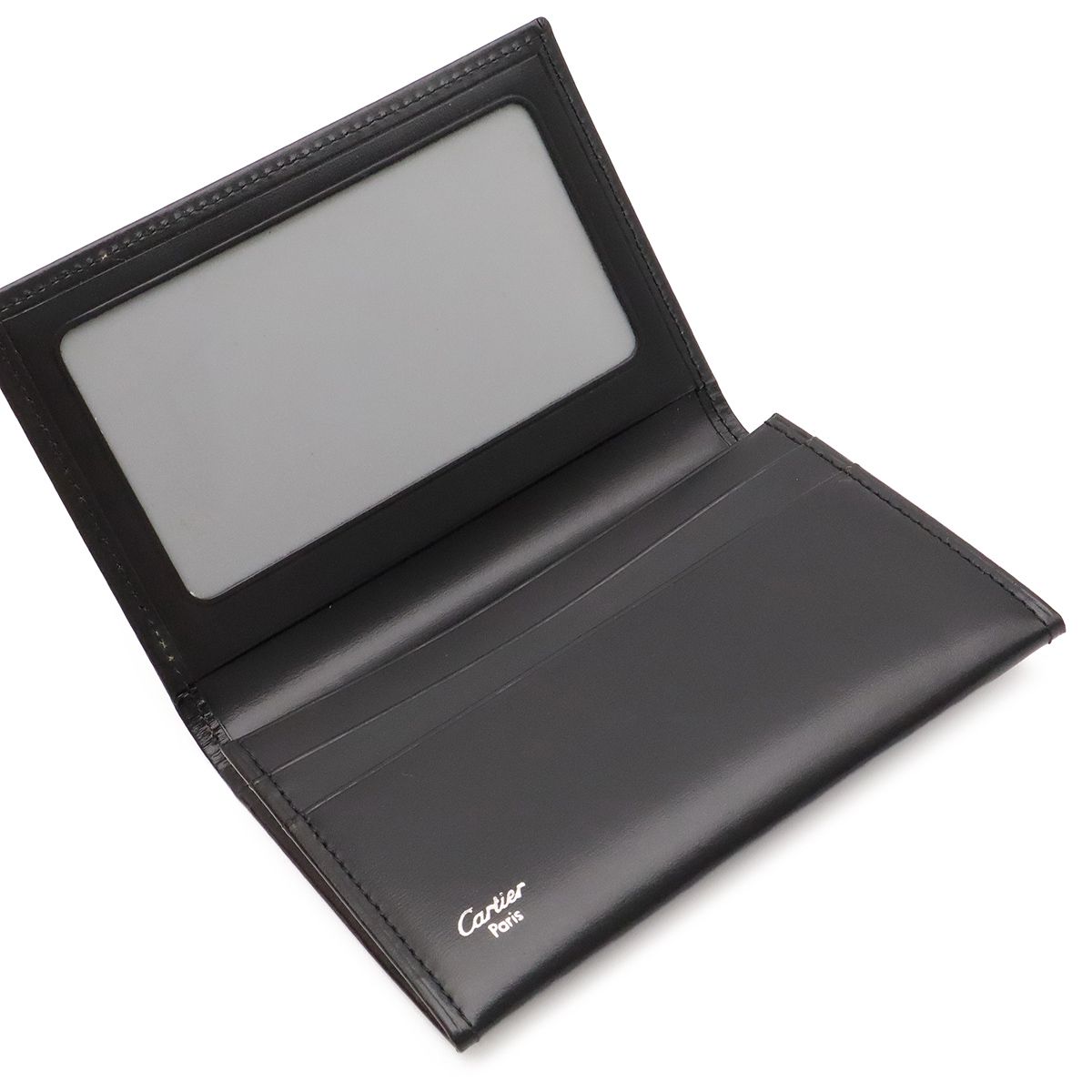 Cartier Pasha Line Card Case Business Calf Leather Black Silver — view 4
