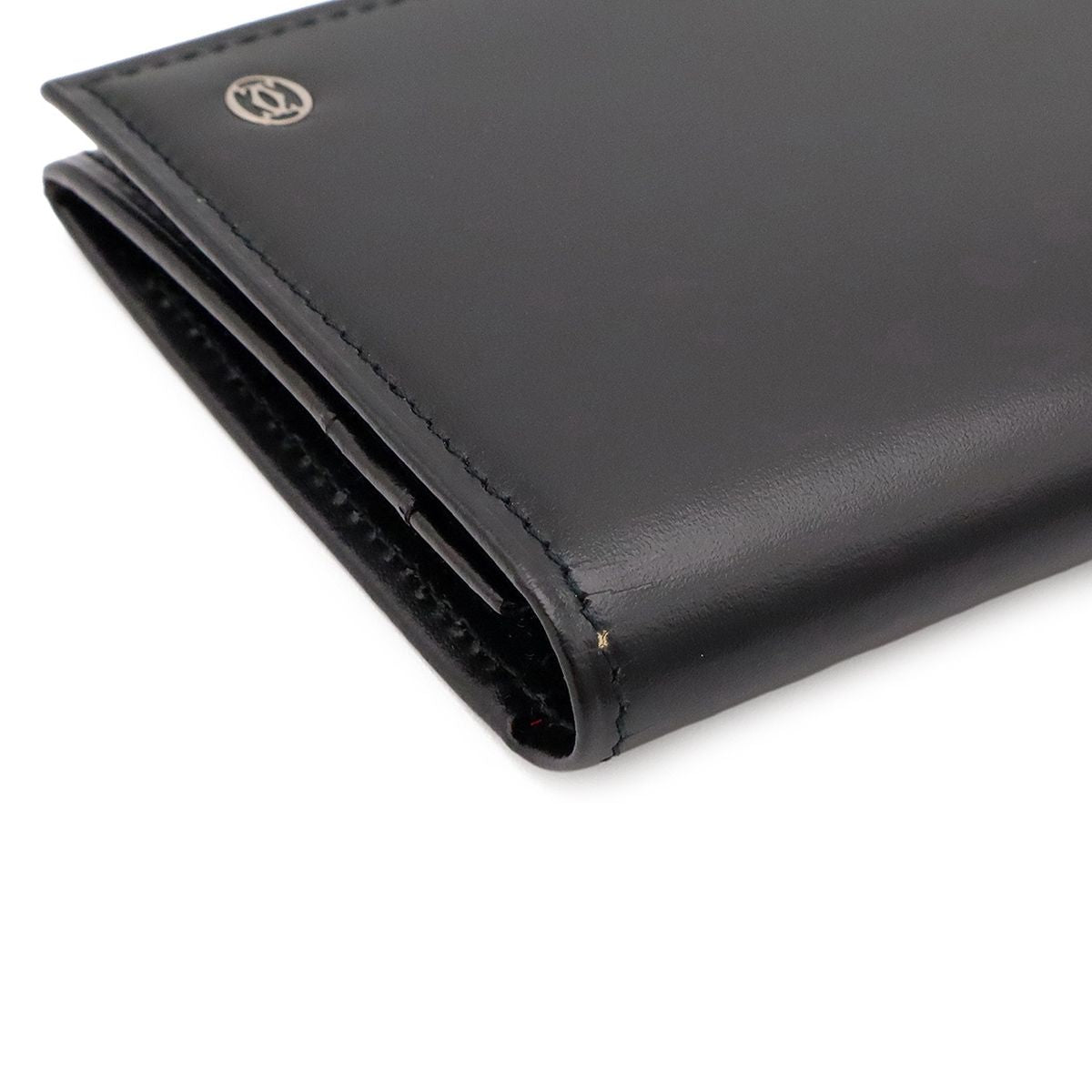 Cartier Pasha Line Card Case Business Calf Leather Black Silver — view 3